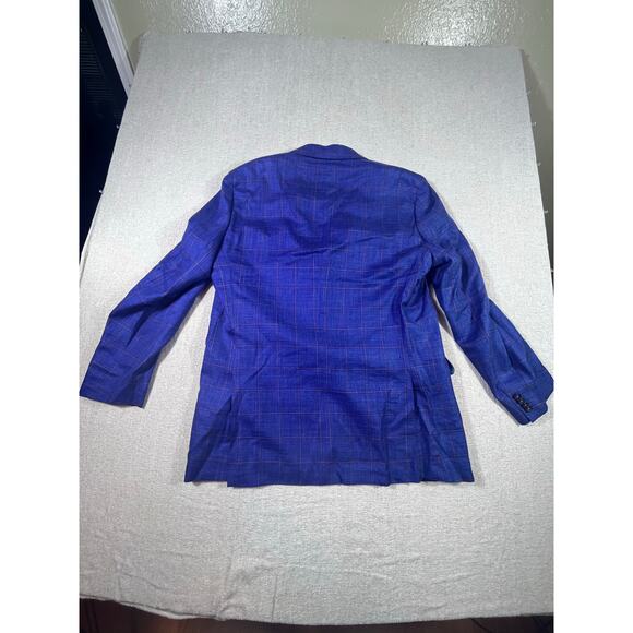 Paul Betenly Mens 42L Blue Pink Wool Silk Linen Blend 2 Button Sport Coat Blazer - Picture 2 of 9